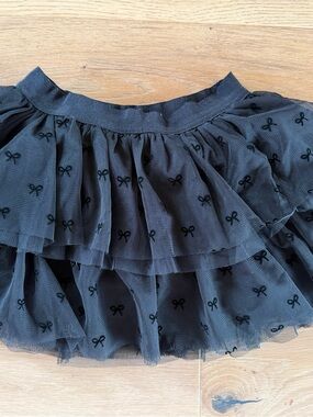GAP Black Tiered Bow-Print Tulle Skirt